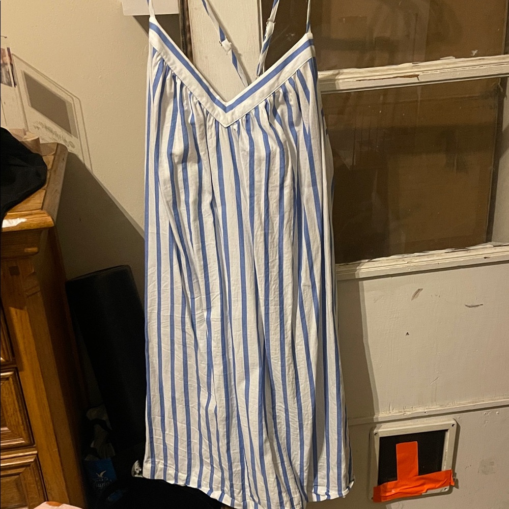Blue and White Striped Dress